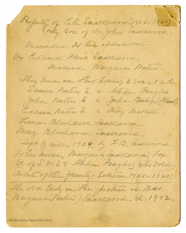 Photograph, Smallwood House, Craven & New Streets, New Bern