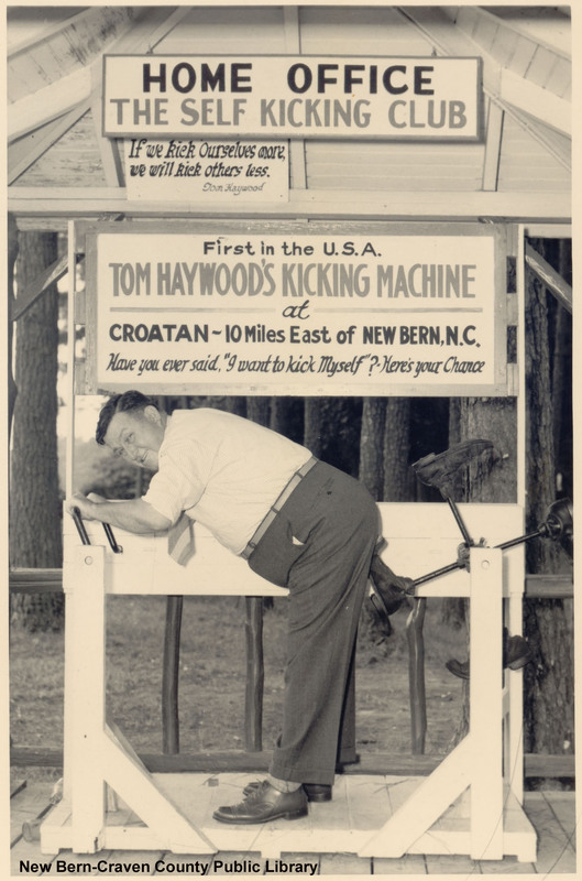 Tom Haywood with his kicking machine