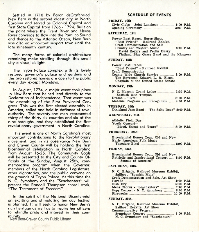 1974 Bicentennial Festival Program
