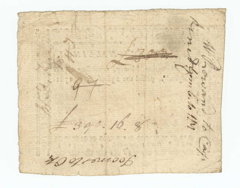 North Carolina paper currency, Bill of Credit value forty shillings