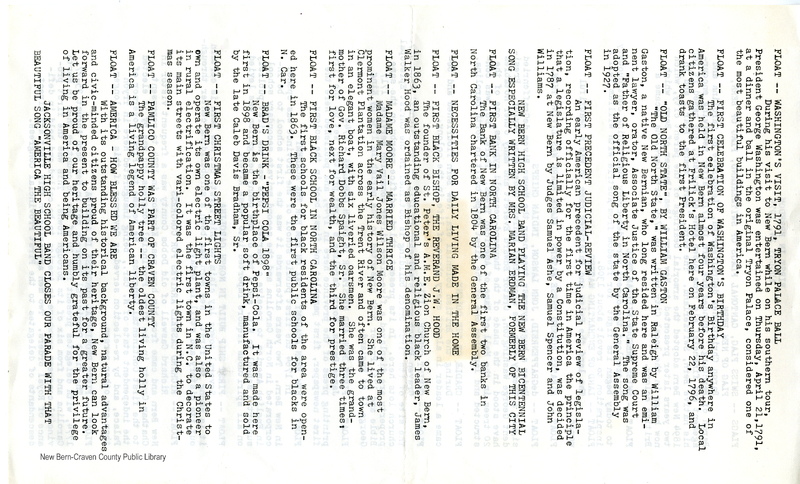 1974 Bicentennial for the First Provincial Congress Parade Program