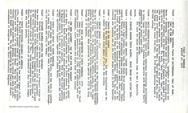 1974 Bicentennial for the First Provincial Congress Parade Program