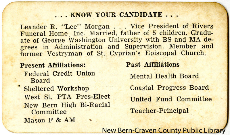 Alderman Election Card for L.R. Morgan