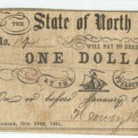 North Carolina paper currency, value one dollar