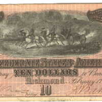 Confederate States of America paper currency, value ten dollars