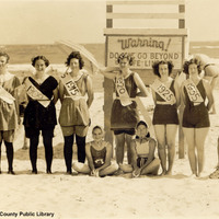 Display of old style bathing suits possibly at Atlantic Beach