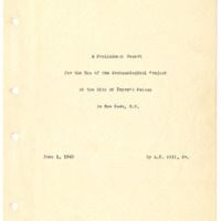 A Preliminary Report for the Use of the Archeological Project at the Site of Tryon's Palace in New Bern, N.C.