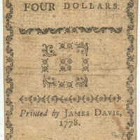 North Carolina paper currency, Bill of Credit value four dollars