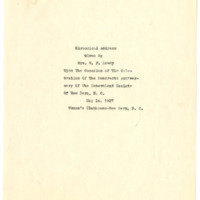 Historical Address Given By Mrs. W.F. Dowdy Upon The Occasion of The Celebration of The Hundredth Anniversary of The Benevolent Society of New Bern, N.C.