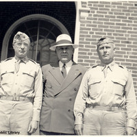 United States Representative Graham A. Barden with officers in front of the United States Post Office