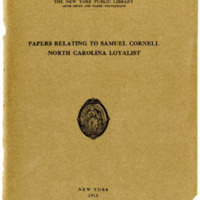 Papers Relating to Samuel Cornell North Carolina Loyalist