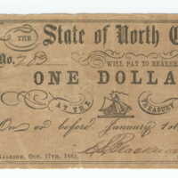 North Carolina paper currency, value one dollar
