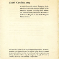The Proceedings of the Revolutionary Committee of the Town of Newbern, North Carolina, 1775