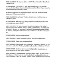 Between Two Rivers Oral Interview With John Harmon <br /><br />
