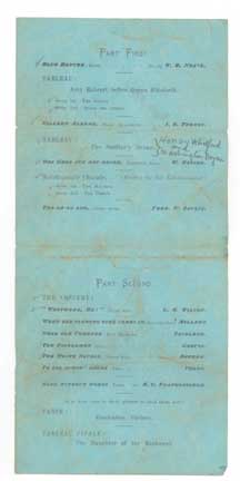 Reverse of mischianza program, 1877